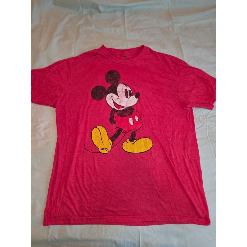 Disney Mickey Mouse Graphic T Shirt XL Heather Red Distressed Vintage Style